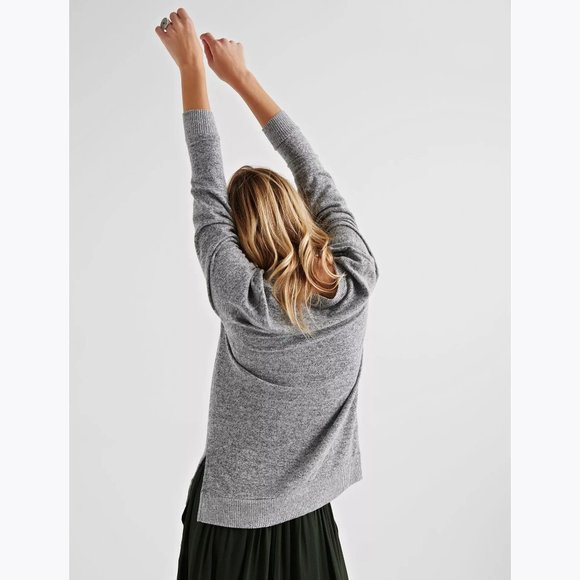 LUCKY BRAND Gray Cloud Jersey V-Neck Tunic Top sz XXL Women's Pullover Sweater - Picture 9 of 9